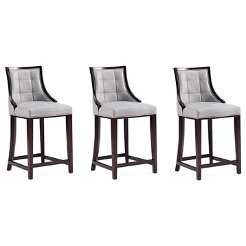 Fifth Avenue Faux Leather Counter Stool Set of 3, Light Gray
