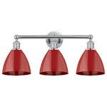 Innovations Lighting - Plymouth Dome 3-Light 26" Bath Vanity Light, Polished Chrome, Red - Innovation at its finest and a true game changer. Edison marries the best of our Franklin and Ballston collections to give you versatility of design and uncompromising construction.  Edison fixtures are industrial-inspired and can be customized with glass or metal shades from both the Franklin and Ballston collections.