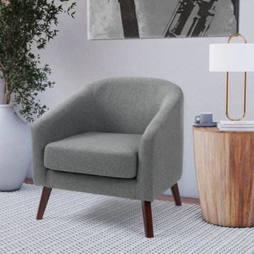 CorLiving Elwood Modern Upholstered Tapered Leg Tub Chair, Grey