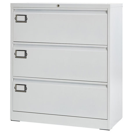 3-Drawers Full Metal Modern Style Filing Cabinet, White