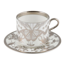 The New English - The New English Entomo Platinum Latte Cup and Saucer - Cappuccino And Espresso Cups
