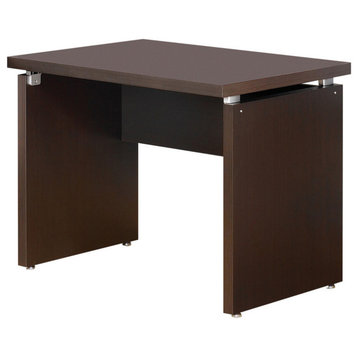Transitional Style Wooden Desk Return With Wide Top, Espresso Brown