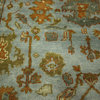New Antiqued Baby Blue Oushak 4'x6' HandKnotted Wool Turkish Geometric Rug H5598