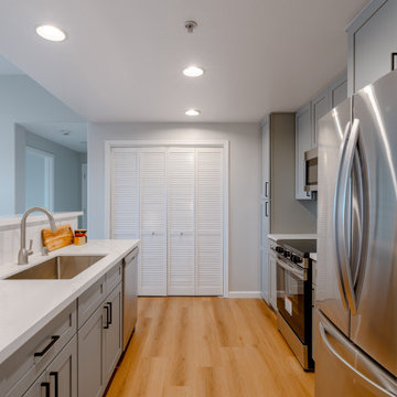Modern Gray Shaker Kitchen Cabinets with Stainless Steel Appliances The Cabinati
