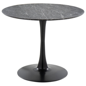 Pebble Mod Table, Black Metal, Black Marble Veneer