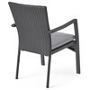 GDF Studio Tigua Outdoor Gray Wicker Dining Chair With Cushions, Set of 2