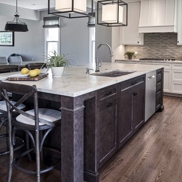 Large island with beverage center