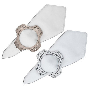Double-Sided Reversible Floral Napkin Ring Set of 4
