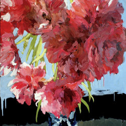 Red Tulips Late II in a Chinese Vase by Ray Saunderson - Paintings