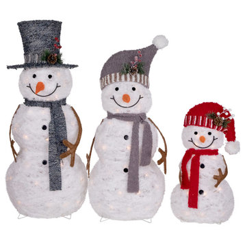 Set of 3 Lighted Snowman Family Outdoor Christmas Decoration 39.5"