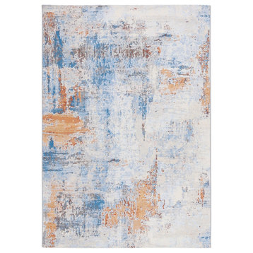 Safavieh Barbados Collection BAR537 Indoor-Outdoor Rug, Ivory/Blue Rust, 4'x6'
