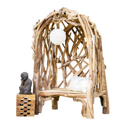 The Birdhouse Chick - Hong's Temple Teak Arbor Bench - Outdoor Benches