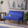 Modern Loveseat, Armless Design With Tapered Legs & Cushioned Seat, Royal Blue