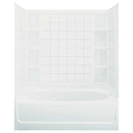Sterling Ensemble 60.25"x36"x72" Vikrell Right-Hand Bath, White