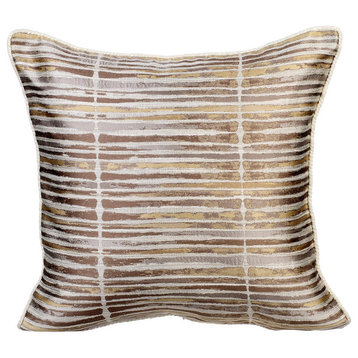 Gold Throw Pillows Jacquard Weave 20"x20" Couch Pillows, Spacing Out