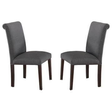 Blue Grey Fabric Dining Chairs, Set of 2