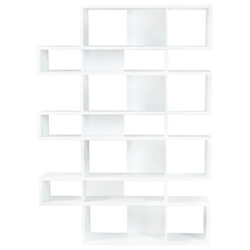 Modern Large Modular Display 2 Tone Shelves, White Frame/White Backs