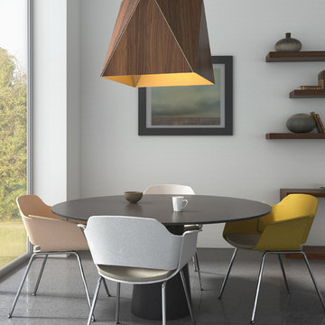 Calx 36 - 4-light Pendant - Brushed Aluminum - Walnut, Brushed Brass