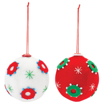 Whimsical Fabric Ball Ornament, 12-Piece Set