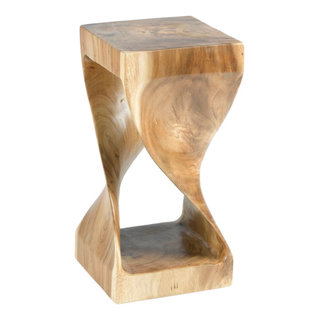 Saltz Twisted Teak End Table - Rustic - Side Tables And End Tables - by ...