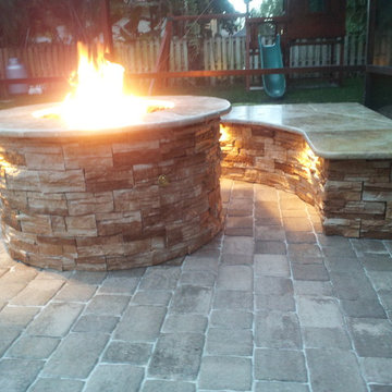 Medium sized Fire Feature with custom bench