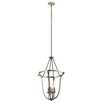 Kichler - Large Foyer Pendant 4-Light - With elegant curves, fabric covered rope detail and white linen shades the 4-light foyer pendant with Classic Pewter finish from the Thisbe(TM) collection is far from your common classic style. in.,