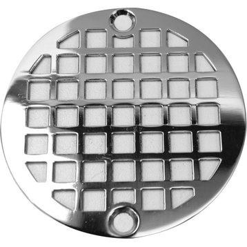 Round Shower Grate, Designer Drains, Geometric Pattern No. 7, Polished Stainless Steel, 3.25