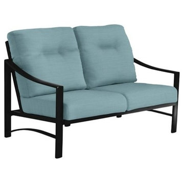 Kenzo Cushion Love Seat, Obsidian Frame, Aqua Weave Cushion