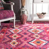 Sevana Tribal Accented Diamonds Area Rugs, Pink, 9'x12'