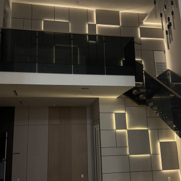 Modern Living Room with Custom TV Wall & Staircase Feature