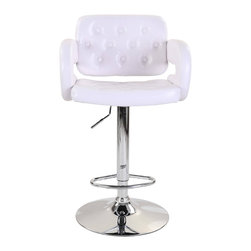 Modern Zina Adjustable Bar Stool | White (Set of 2) - Bar Stools And Counter Stools