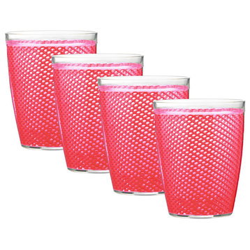 Fishnet 14Oz Pink Yarrow Doublewall Drinkware, Set Of 4