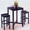 Square Bar Table in Black, 4 Stools