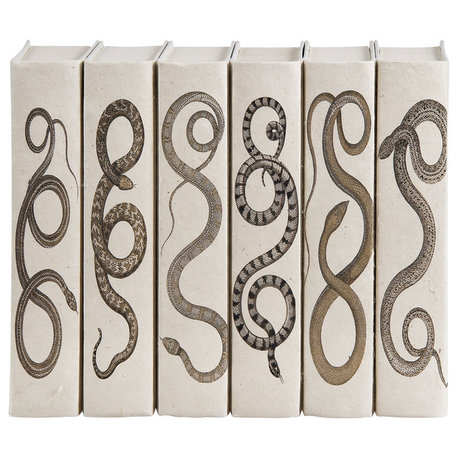 6 Piece Decorative Book Set, Snake Series