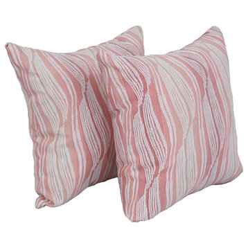 17" Jacquard Throw Pillows With Inserts, Set of 2, Clove Blush