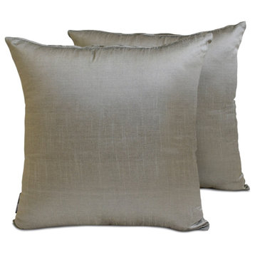 Art Silk 12"x16" Lumbar Pillow Cover Set of 2 Plain, Solid - Taupe Gray Luxury