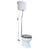 White High Tank Pull Chain Toilet Elongated Bowl with Chrome L-Pipe Ceramic Bowl