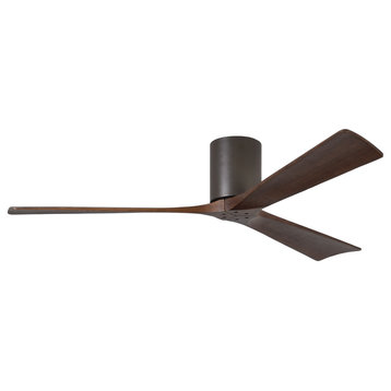 Irene 3 Blade Paddle Ceiling Fan With Walnut Tone Blades, Bronze Finish, 60"