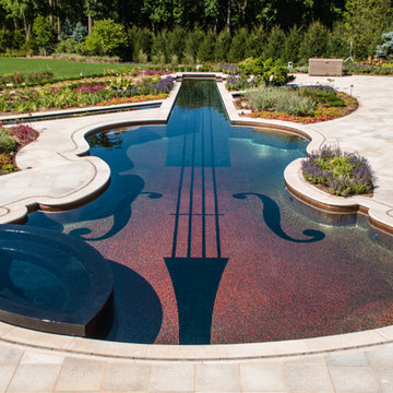 Glass Tile Inground Swimming Pool and Spa Designs Bergen County NJ