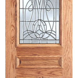 Vase with Flowers Design Glass, 3-Panel 1/2 Lite Exterior Single Door - Front Doors