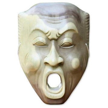 Handmade Big Yawn Wood mask - Indonesia