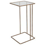 Uttermost - Cadmus Accent Table, Gold - Minimally designed with versatility, this petite hand forged iron accent table is finished in heavily antiqued gold with a clear tempered glass top.