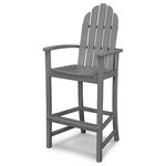 Polywood - Polywood Classic Adirondack Bar Chair, Slate Gray - The classic Adirondack design moves to new heights with this comfortable bar height chair. POLYWOOD furniture is constructed of solid POLYWOOD lumber that's available in a variety of attractive, fade-resistant colors. It won't splinter, crack, chip, peel or rot and it never needs to be painted, stained or waterproofed. It's also designed to withstand nature's elements as well as to resist stains, corrosive substances, salt spray and other environmental stresses. Best of all, POLYWOOD furniture is made in the USA and backed by a 20-year warranty.