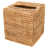 Rattan Hand-Woven Tissue Box Cover - Brown | OKA US