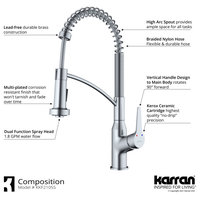 Karran 1-Handle Pull-Down Kitchen Faucet With Soap Dispenser, Stainless Steel