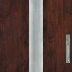 Jeld-Wen W02M Alder Door Dark Cherry Finish Steel Metallic Inlay - Interior Doors