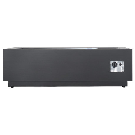 Jasmine Outdoor 50,000 BTU Rectangular Fire Pit, No Tank Holder, Dark Gray