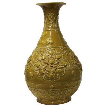 Handmade Ceramic Yellow Dimensional Flower Pattern Vase Hcs4761