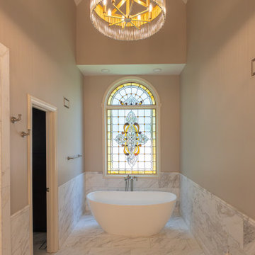 Leawood, Kansas Marble Wrapped Primary Bathroom Remodel
