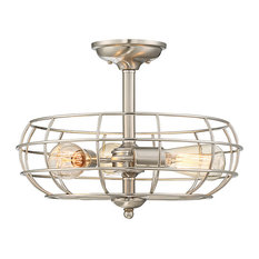 Scout 3-Light Semi-Flush Mount, Satin Nickel